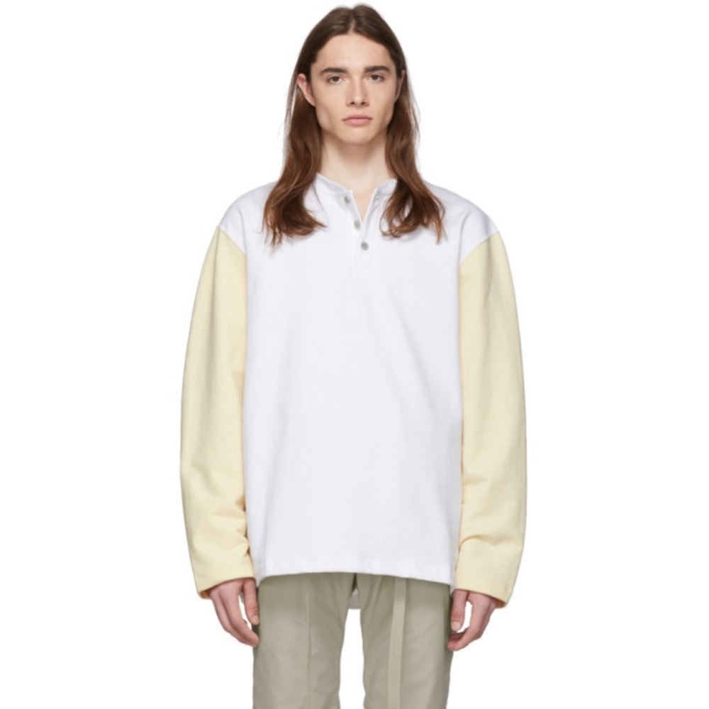 Fear of God SIXTH COLLECTION LONG-SLEEVE HENLEY PULLOVER IN WHITE CREAM Medium